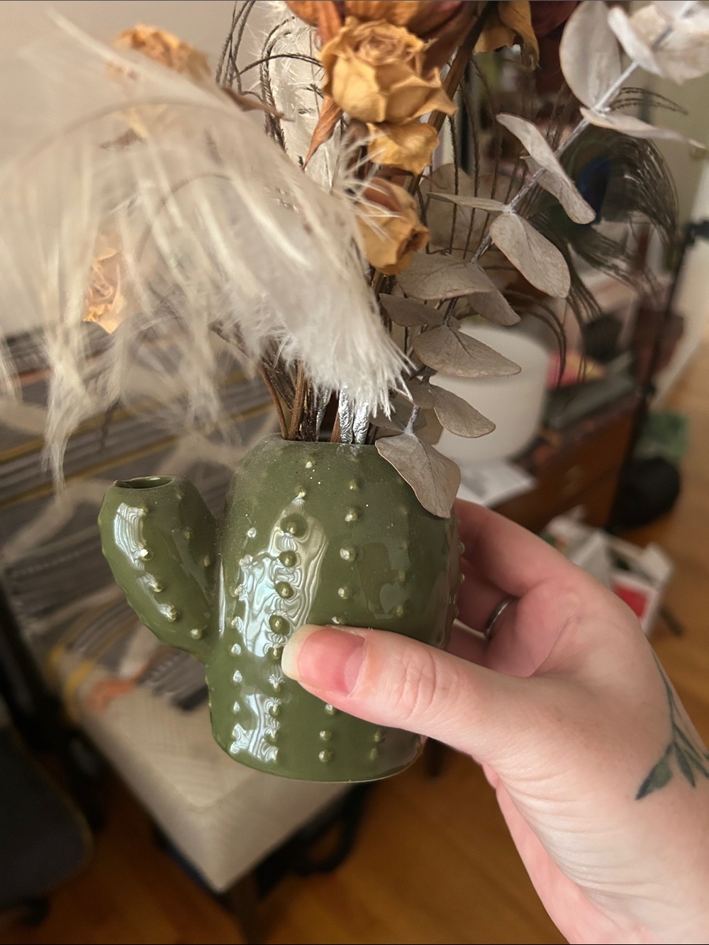 Green Ceramic Cactus Bud Vase - Home Accents